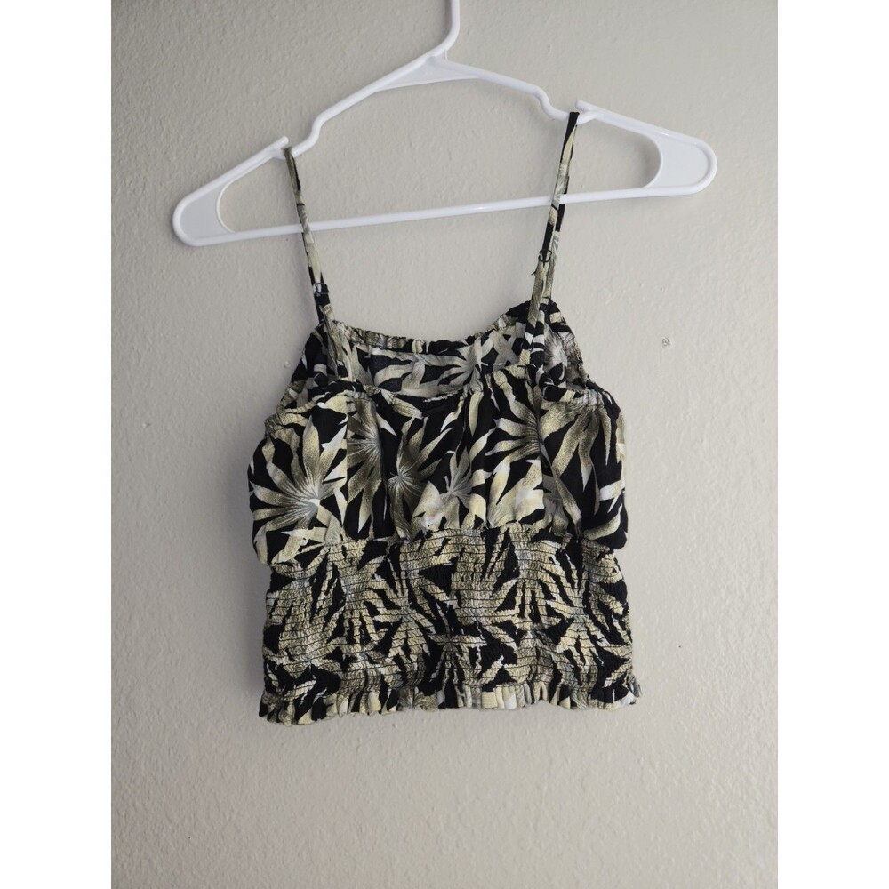 Volcom Green And Black Palm Frond Tropical Theme Cami Sleeveless Tank Top S